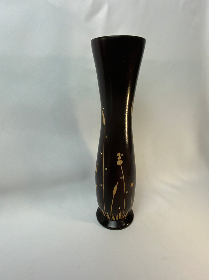 Jamaican Wood Carved Vase from Montego Bay (medium) 12” tall