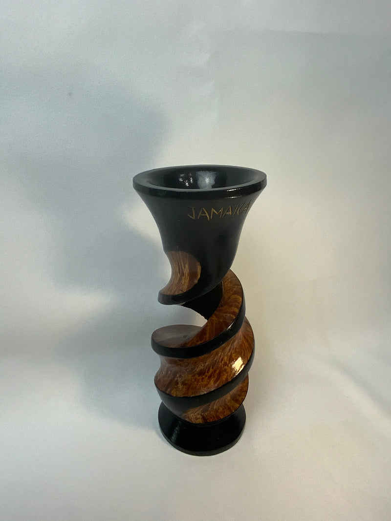 Jamaican Wood Carved Vase from Montego Bay 8” tall
