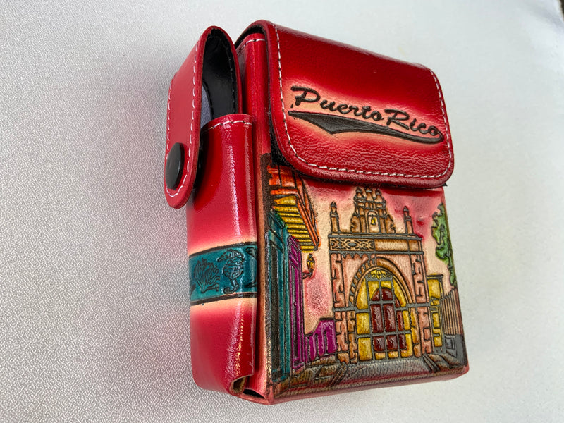 Puerto Rican leather cigarette and lighter holder from San Juan