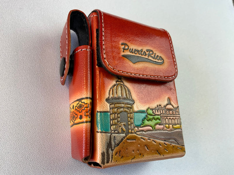 Puerto Rican leather cigarette & lighter holder from San Juan
