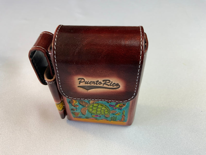 Puerto Rican leather cigarette and lighter holder from San Juan