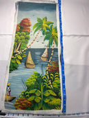 Haitian Canvas Painting from Port au Prince Boats by Shore (medium) 12”by 30”