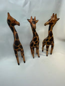 Jamaican Wood Carved Giraffe set from Montego Bay (3 pieces)