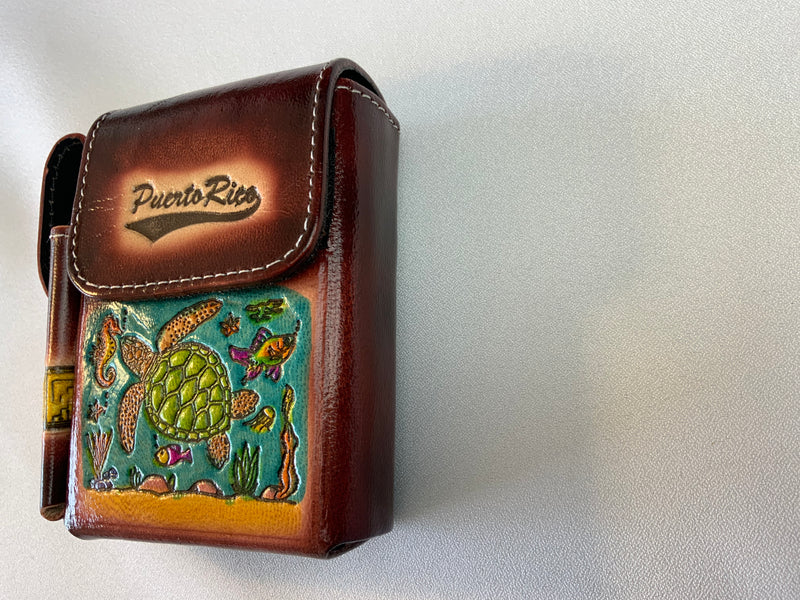 Puerto Rican leather cigarette and lighter holder from San Juan