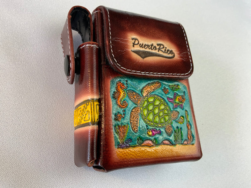 Puerto Rican leather cigarette and lighter holder from San Juan