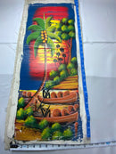 Haitian Canvas Painting from Port au Prince Beach Sun Set (medium) 12”by30”