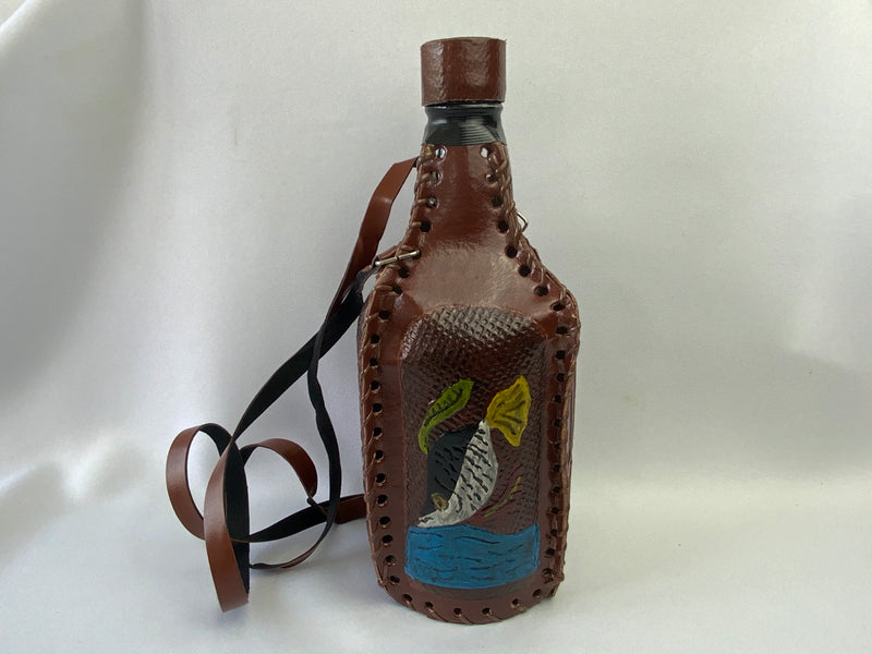 Puerto Rican leather bottle cover from San Juan